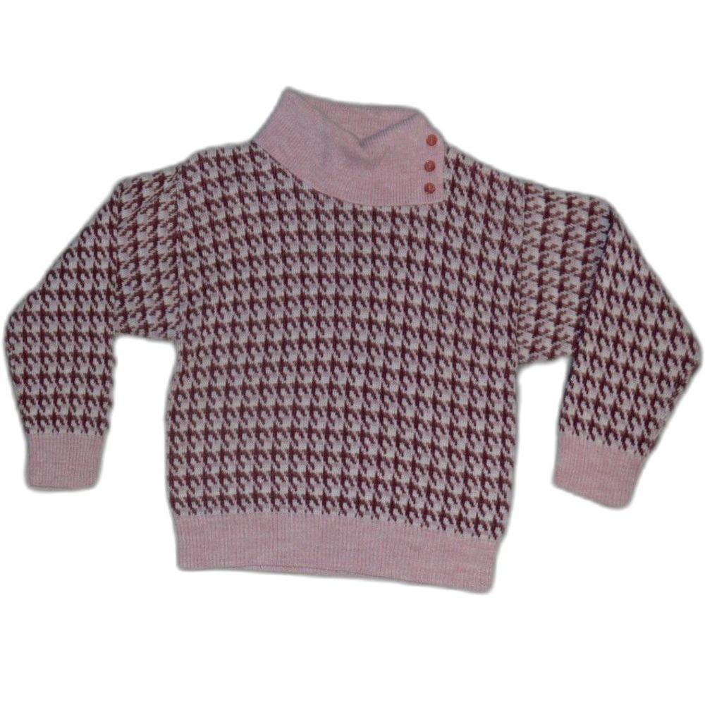MCM 60s Houndstooth Cowl Shawl Button Neck Jantzen Pullover Sweater